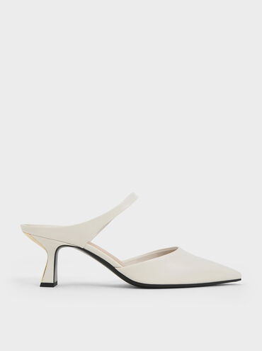 Slant Heel Mules, สีขาว, hi-res