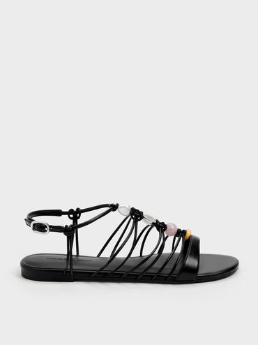 Georgie Bead Strappy Sandals, Black, hi-res