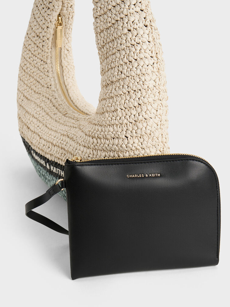 กระเป๋าโฮโบแบบถักดีเทลย่นรุ่น Allegra, สีครีม, hi-res