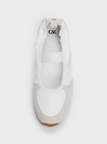 Jace Recycled Leather Mary Jane Sneakers, White, hi-res