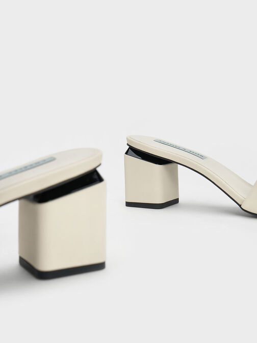 Square Block Heel Mules, สีชอล์ค, hi-res