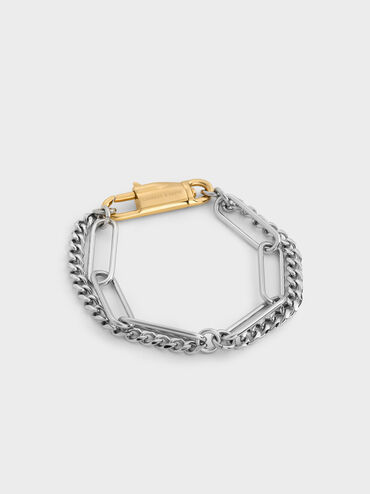 Delfina Two-Tone Double-Chain Bracelet, Multi, hi-res