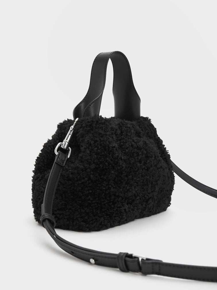 Ally Furry Slouchy Chain-Handle Bag, , hi-res