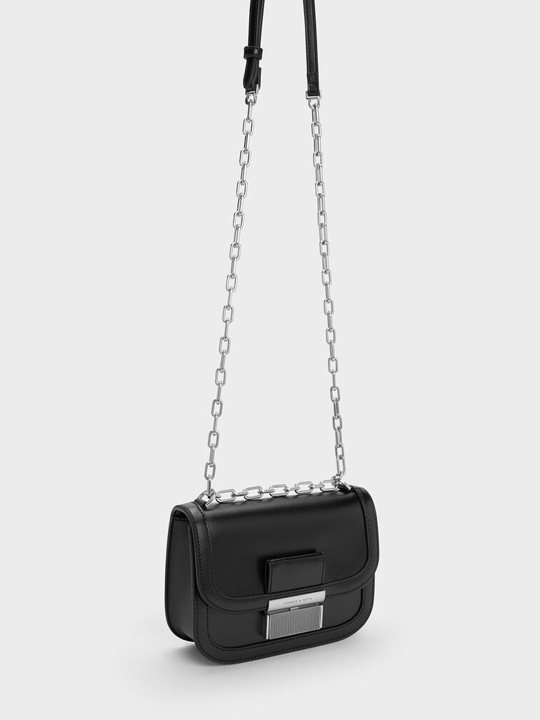 Charlot Chain Strap Bag, สีดำ, hi-res