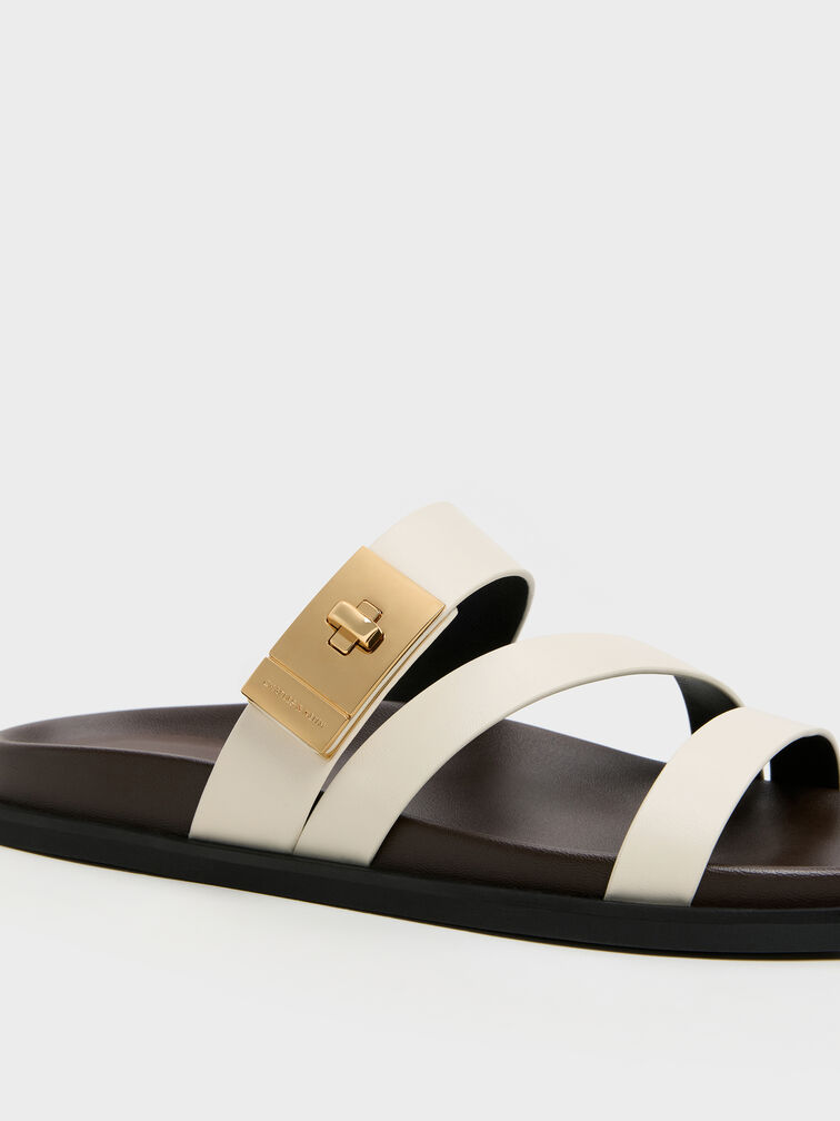 รองเท้าแตะดีไซน์สายคาดรุ่น Aelin, สีขาว, hi-res