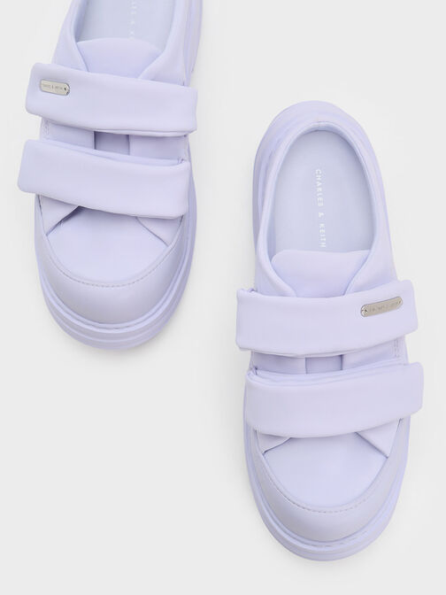 Nylon Padded Double-Strap Slip-On Sneakers, สีไลแลค, hi-res