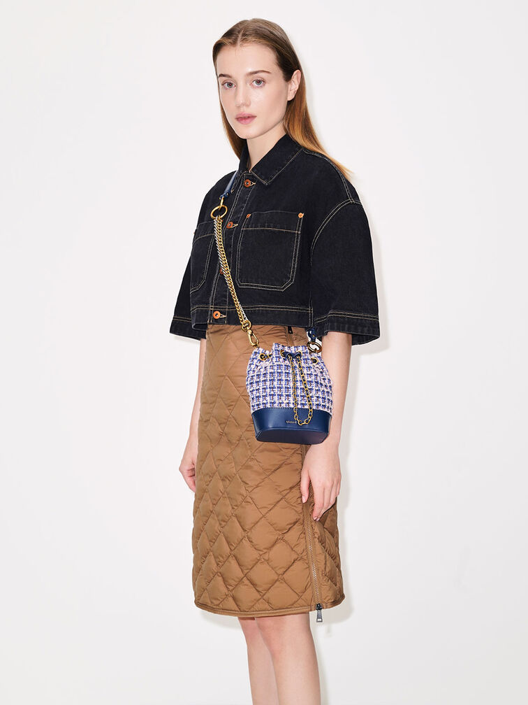 Dancer Tweed Drawstring Bucket Bag, , hi-res