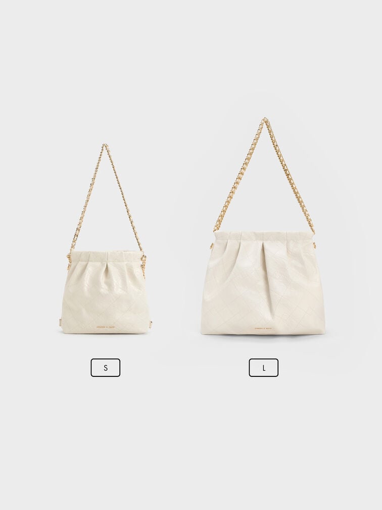 Duo Double Chain Hobo Bag, Cream, hi-res