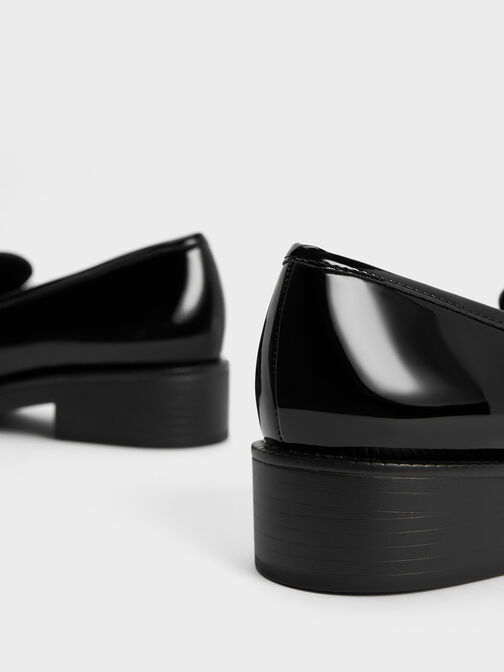 Lexie Metallic-Accent Loafers, หนังเงาสีดำ, hi-res