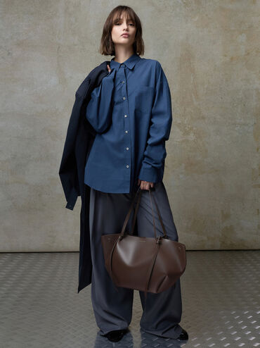 กระเป๋าโท้ทขนาดใหญ่รุ่น Calla, สีเอสเพรสโซบราวน์, hi-res