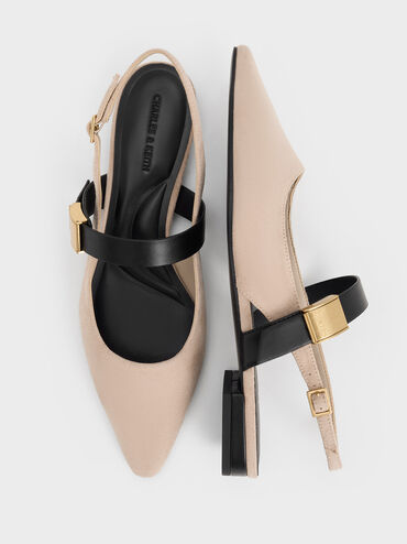 Yvette Textured Pointed-Toe Mary Jane Flats, Nude, hi-res