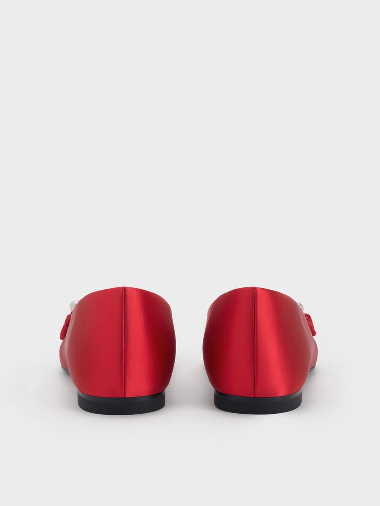 Orinda Knot-Pearl Mary Jane Flats, Red, hi-res