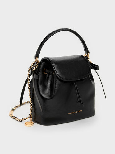 Dalia Bow Top Handle Bag, Black, hi-res