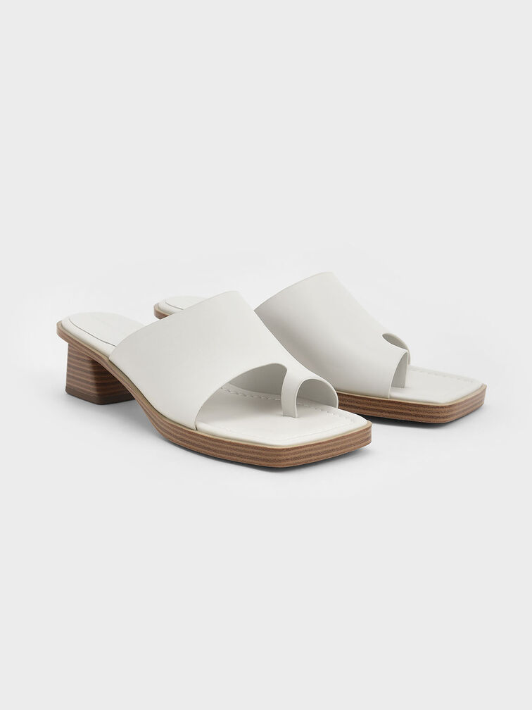 Toe Ring Stacked Heel Sandals, , hi-res