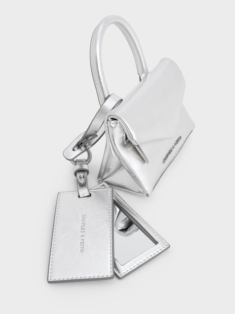 Andromeda Metallic Micro Bag Charm, Silver, hi-res