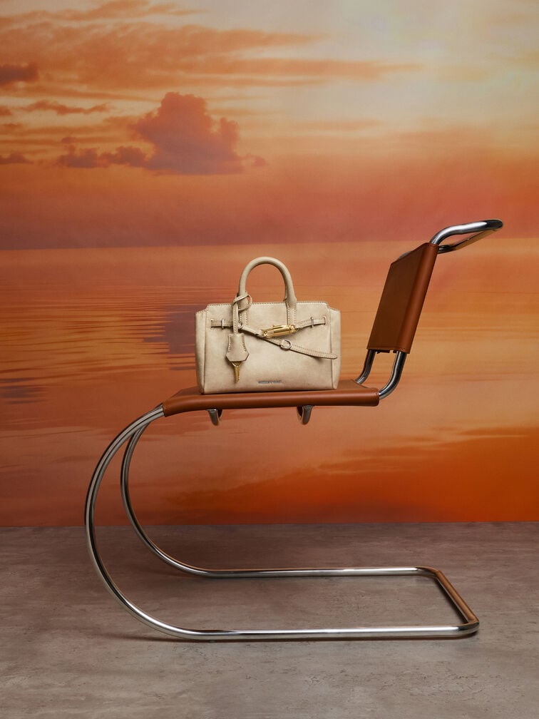 กระเป๋าโท้ทขนาดมินิรุ่น Delfina, สีแซนด์, hi-res