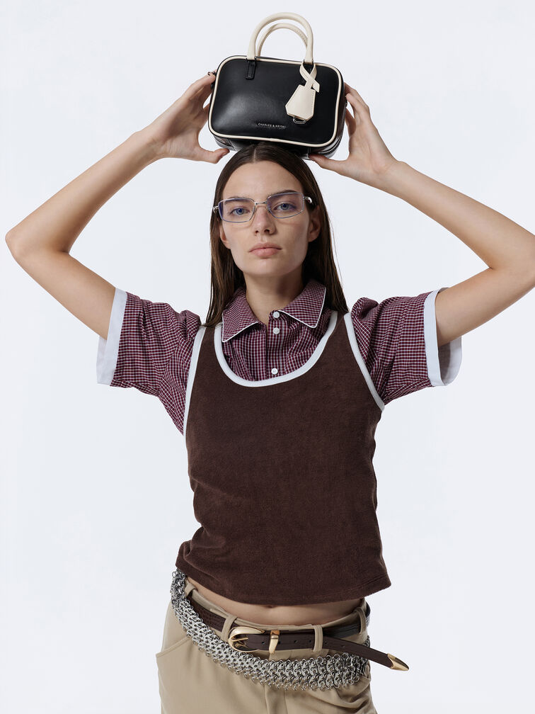 กระเป๋าทรงโบว์ลิ่งดีไซน์แบบทูโทนไซซ์มินิรุ่น Sianna, สีมัลติ, hi-res