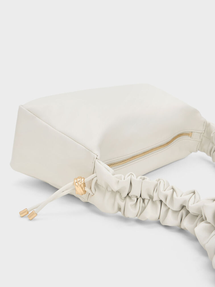 Cosette Ruched Handle Bag, สีขาว, hi-res