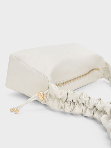 Cosette Ruched Handle Bag, สีขาว, hi-res
