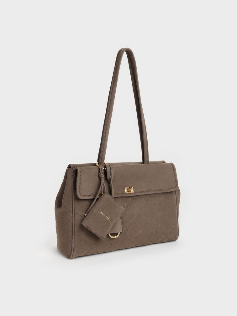 XL Apfra Quilted Tote Bag, Stone Grey, hi-res