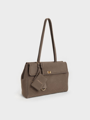 XL Apfra Quilted Tote Bag, Stone Grey, hi-res