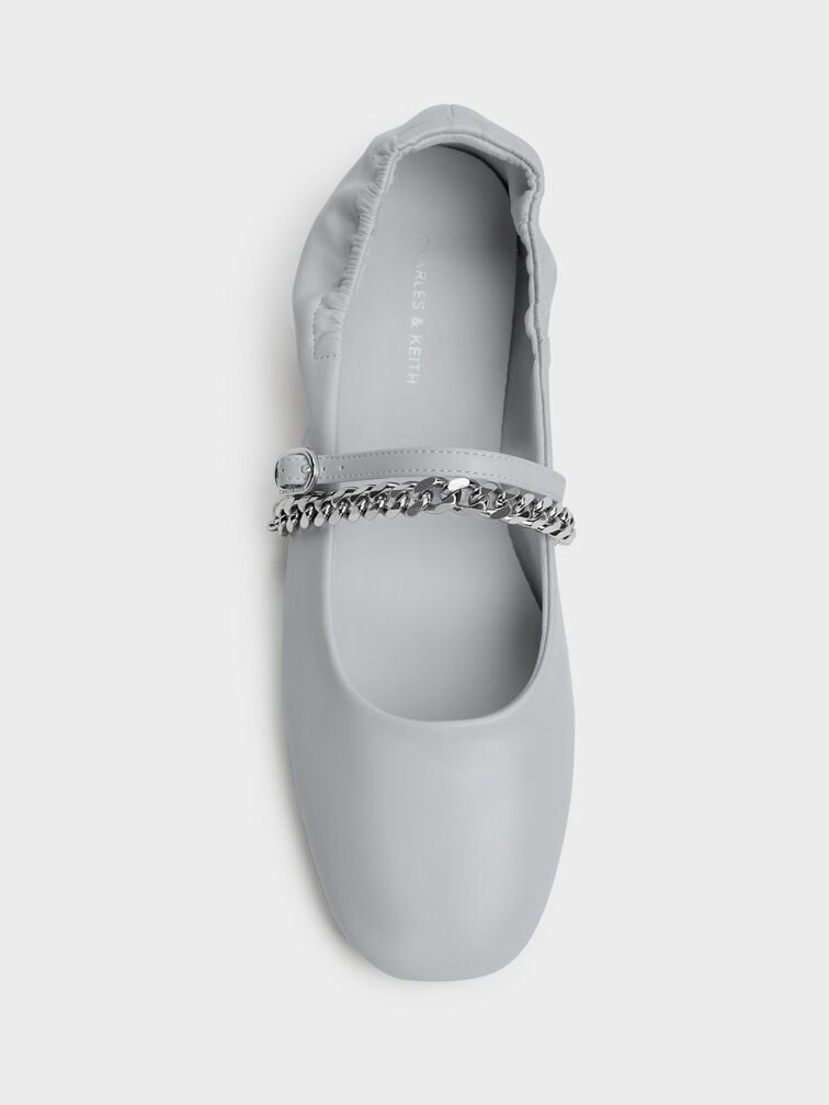 Georgie Chain Mary Jane Flats, Light Grey, hi-res
