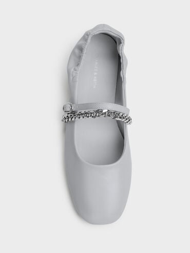 Georgie Chain Mary Jane Flats, Light Grey, hi-res