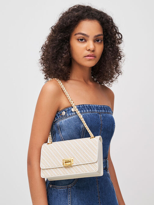 Chain Handle Shoulder Bag, , hi-res