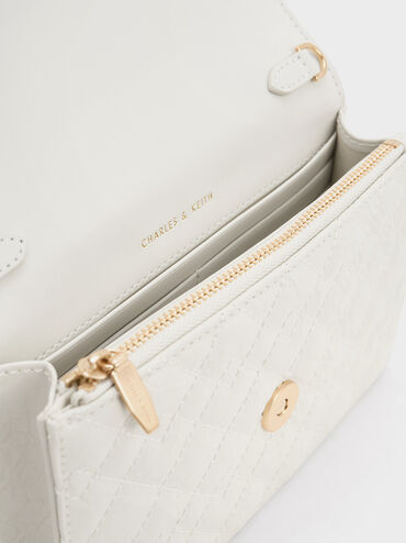 Duo Quilted Envelope Clutch, สีขาว, hi-res