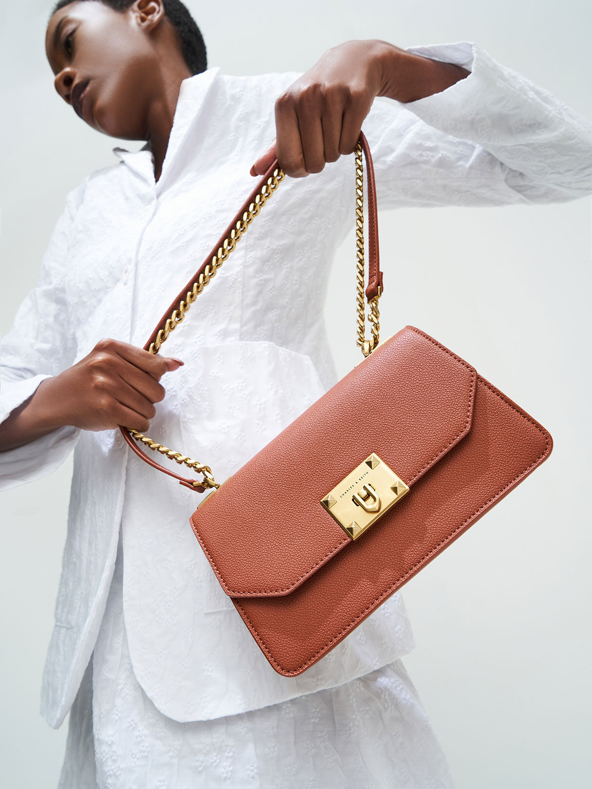 Brick Classic Push Lock Crossbody Bag CHARLES KEITH TH