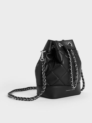 Julia Quilted Two-Way Bucket Bag, Noir, hi-res