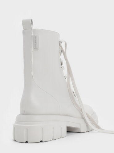 Lace-Up Ankle Boots, White, hi-res