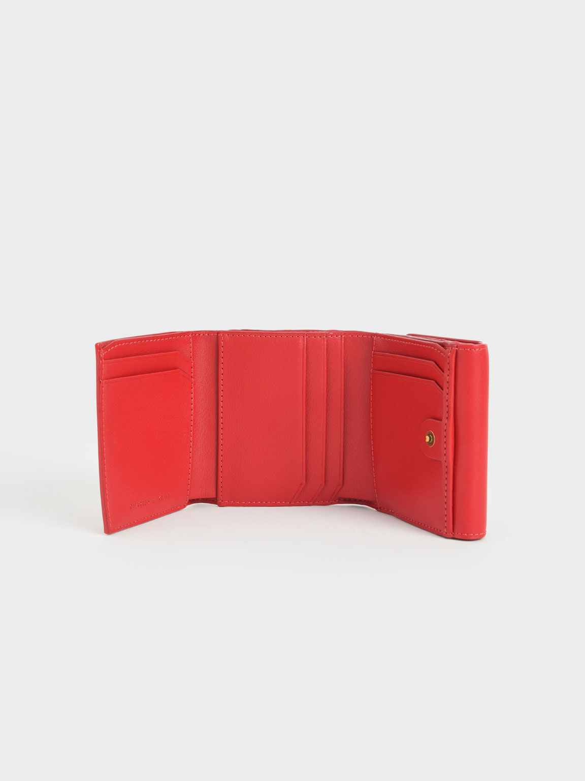 Edna Metallic Turn-Lock Short Wallet, Red, hi-res