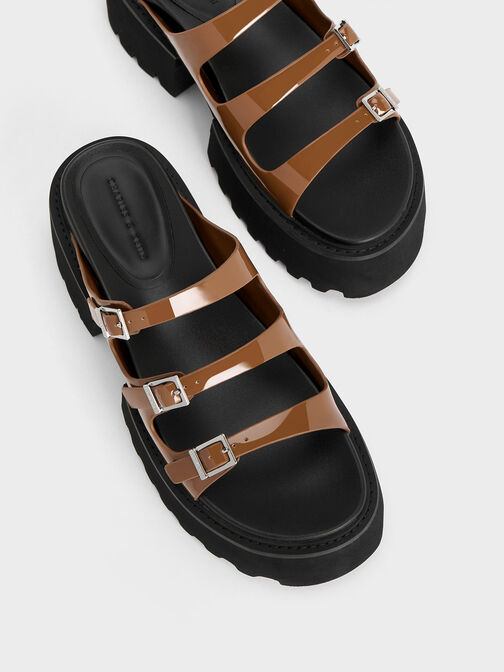 Nadine Patent Triple-Strap Platform Sandals, , hi-res