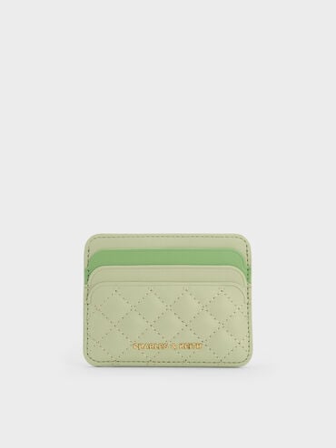 Cleo Two-Tone Quilted Card Holder, Matcha Green, hi-res