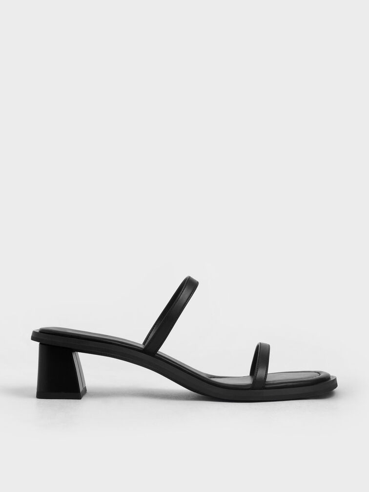 Strappy Trapeze Heel Mules, , hi-res