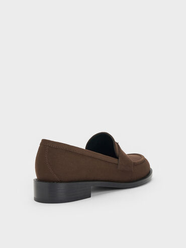 Griselda Faux Suede Loafers, Dark Brown Textured, hi-res
