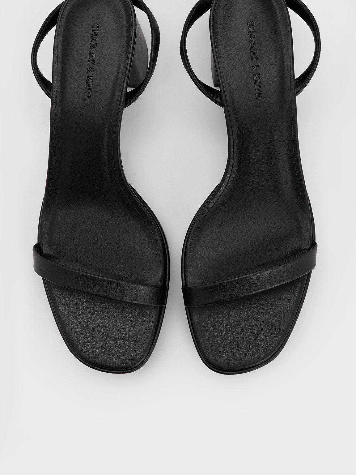 Thin Strap Block Heel Sandals Black