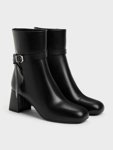 Eliza Block-Heel Ankle Boots, Black, hi-res