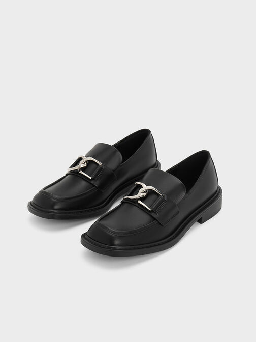 Gabine Leather Loafers, สีดำ, hi-res