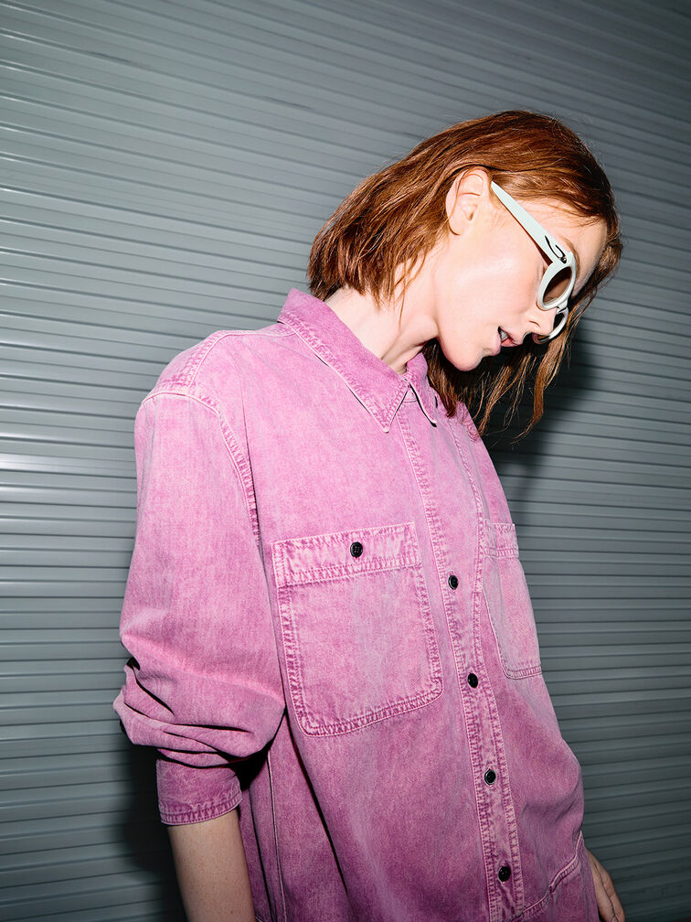 แว่นตากันแดดกรอบทรงรีรุ่น Edie, สีชอล์ค, hi-res