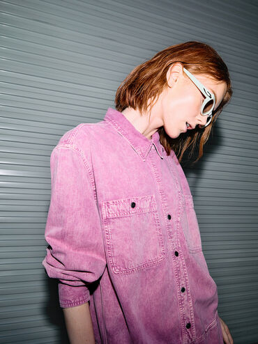แว่นตากันแดดกรอบทรงรีรุ่น Edie, สีชอล์ค, hi-res