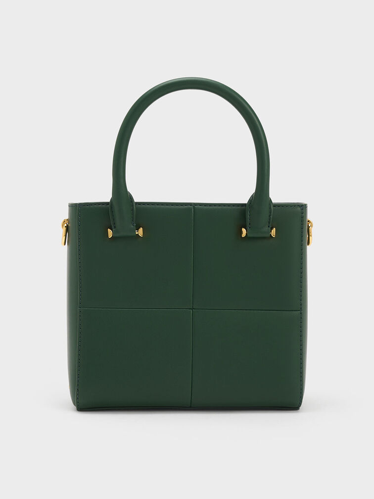 Georgette Square Tote Bag, Dark Green, hi-res
