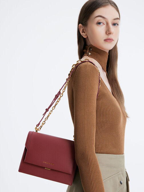 Front Flap Chain Handle Bag, , hi-res