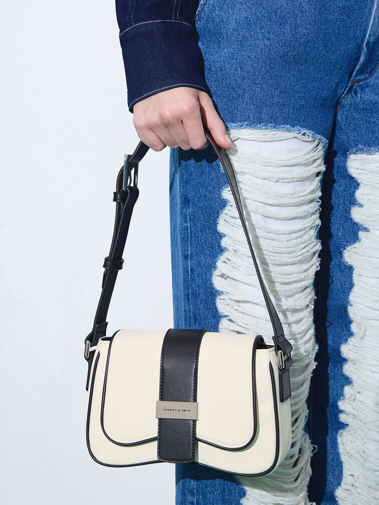 Belted Curved Shoulder Bag, , hi-res