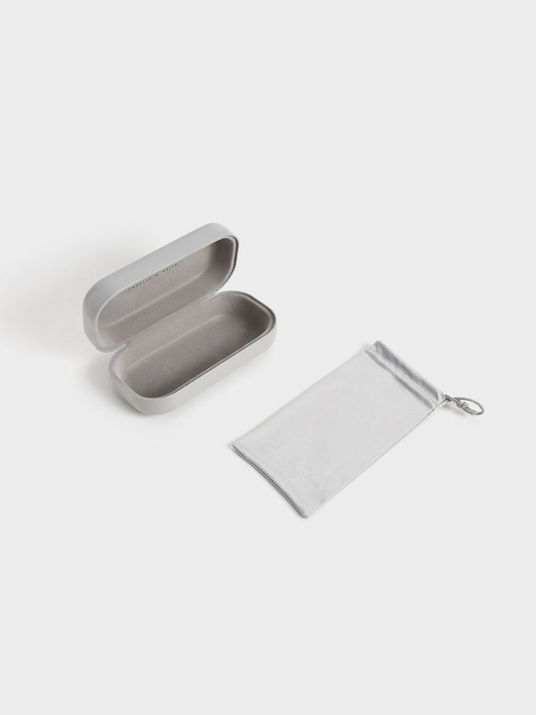 Oversized Square Metallic Accent Sungalsses, , hi-res