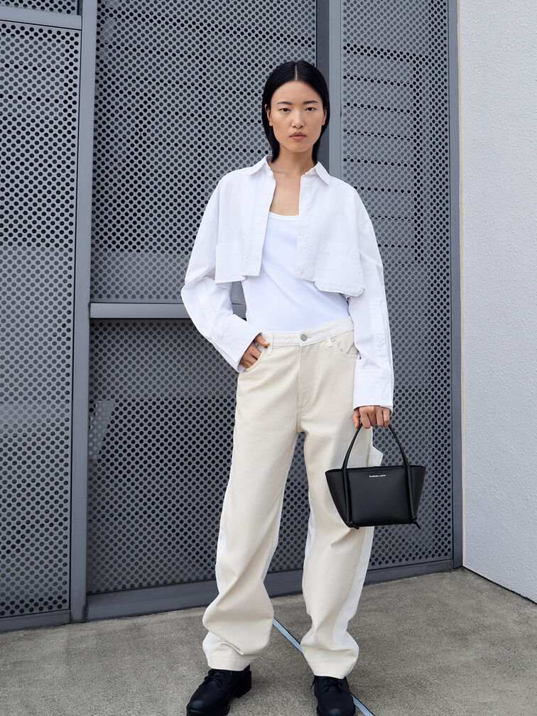 Elora Elongated-Handle Tote Bag, Noir, hi-res