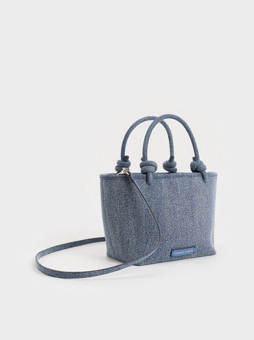 Sabine Denim Knotted-Handle Tote Bag, Denim Blue, hi-res