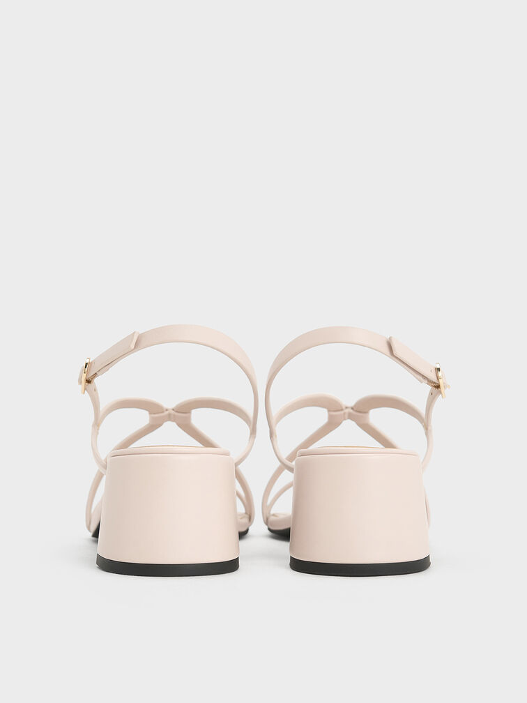 Strappy Block-Heel Slingback Sandals, Cream, hi-res