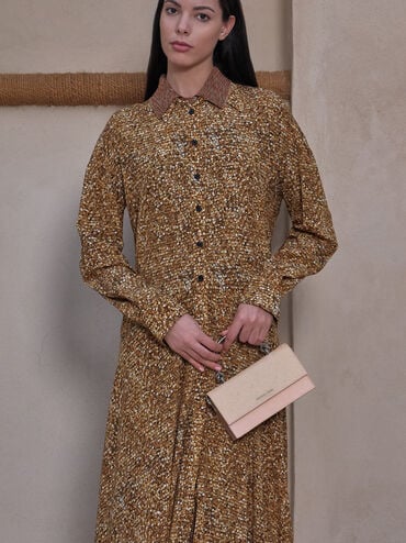 Kristine Glittered Wallet On Chain, Pink, hi-res